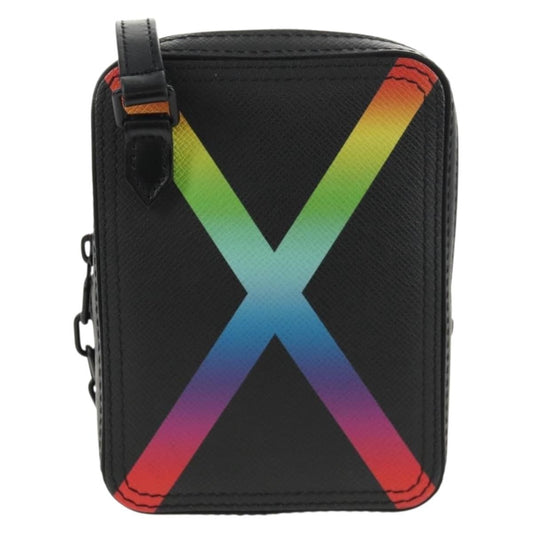 Louis Vuitton Danube Messenger Bag Rainbow Taiga Leather, BLACK, LEATHER, Crossbody bag