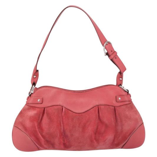 Salvatore Ferragamo Gancini Shoulder Bag Suede, PINK, SUEDE, Shoulder bag