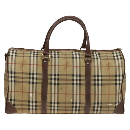 Burberry Nova check boston bag Canvas, Beige, PVC, Travel Bag