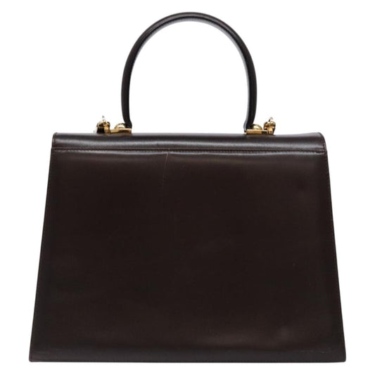 Salvatore Ferragamo Gancini Convertible Top Handle Bag Leather, BROWN, LEATHER, Handbag