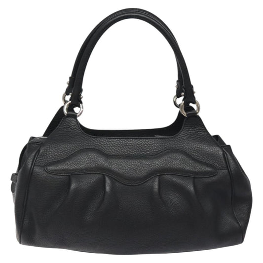 Salvatore Ferragamo Gancini handbag Leather, BLACK, LEATHER, Handbag