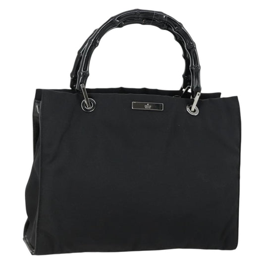 Gucci Bamboo Handle Tote nylon, BLACK, NYLON, Handbag