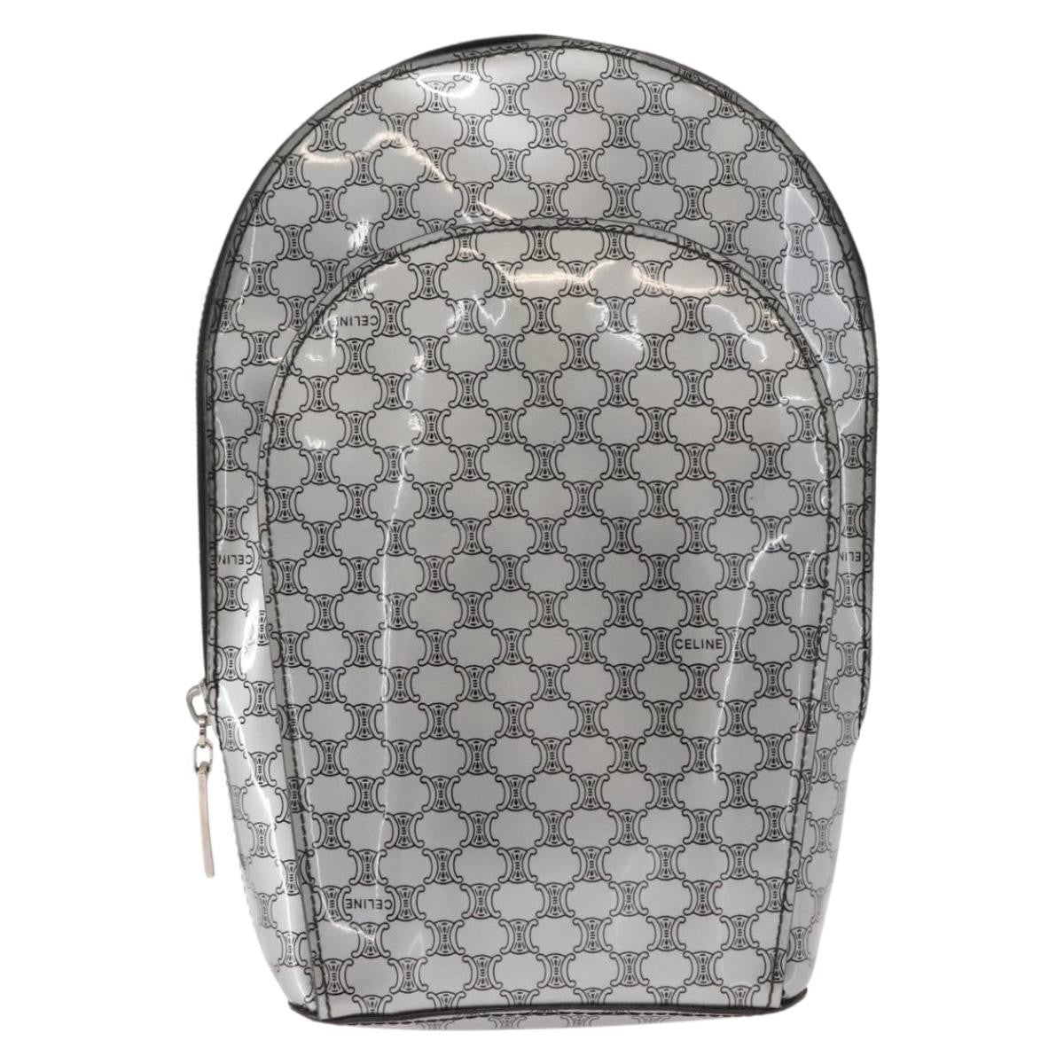 Celine Vintage Macadam Backpack Canvas and Leather, SILVER, PVC, Backpack