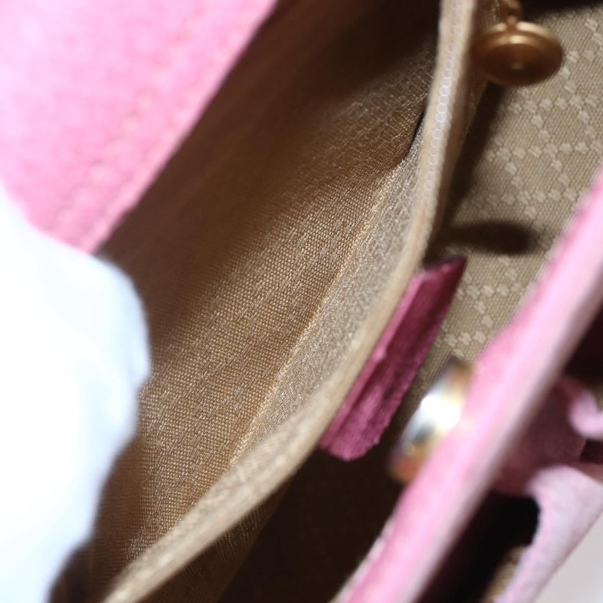 Gucci Vintage Bamboo Handle Bag Suede, PINK, SUEDE, Handbag