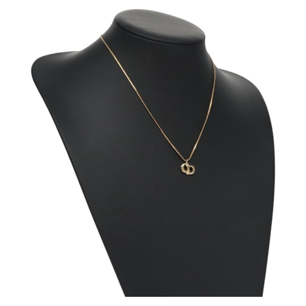 Christian Dior CD Pendant Necklace Metal, GOLD, METAL, Necklace