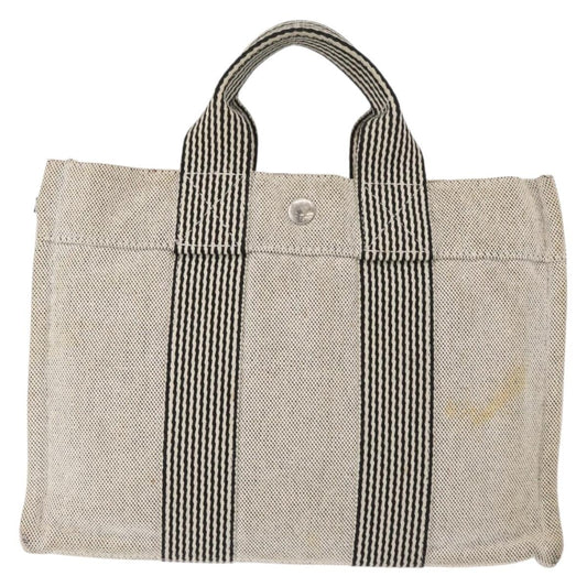 Hermes Fourre Tout Tote Canvas, GRAY, CANVAS, Tote bag