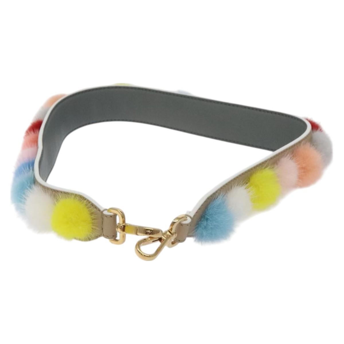 Fendi Pom Pom Strap You Shoulder Strap Leather and Fur, MULTICOLOUR, LEATHER, Straps