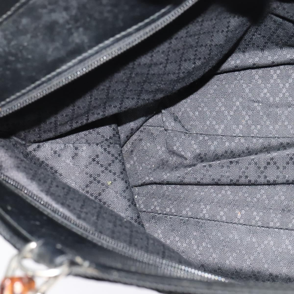 Gucci Vintage Bamboo Handle Bag Canvas, BLACK, CANVAS, Handbag