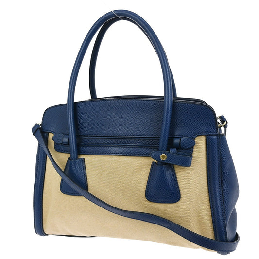 Prada Cuir Frame Convertible Tote City Calf with Saffiano, BLUE, LEATHER, Tote bag