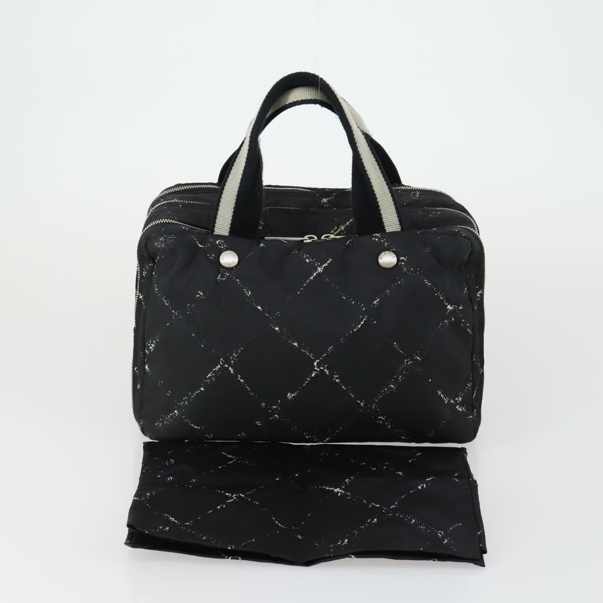 Chanel Travel Line Boston Bag Printed Nylon, BLACK, NYLON, Handbag