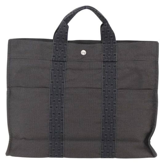 Hermes Fourre-tout Herline Canvas, GRAY, CANVAS, Tote bag