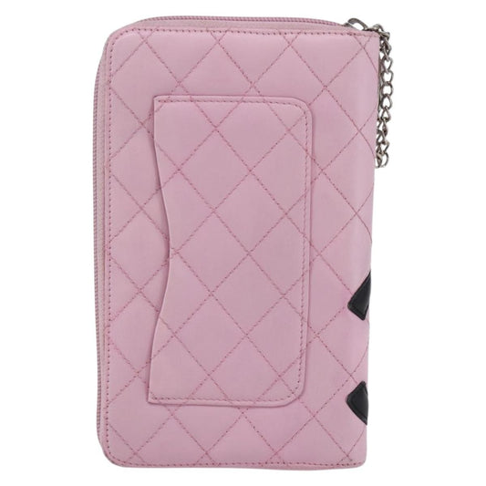 Chanel Cambon Zip Around Wallet Quilted Lambskin, PINK, LEATHER, Wallets
