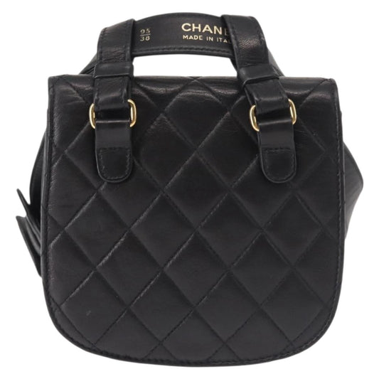 Chanel Vintage Flap Belt Bag Quilted Leather, BLACK, LEATHER, Clutche & pouche
