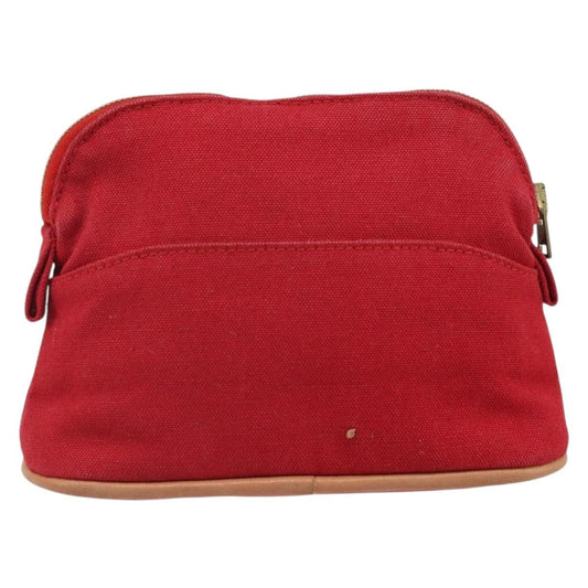 Hermes Bolide Travel Pouch Canvas, RED, CANVAS, Clutche & pouche