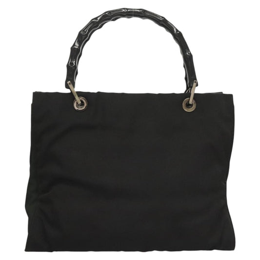 Gucci Vintage Bamboo Handle Tote Nylon, BLACK, NYLON, Tote bag
