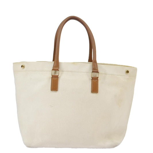 Celine Horizontal Cabas Tote Canvas with Leather, WHITE, CANVAS, Tote bag