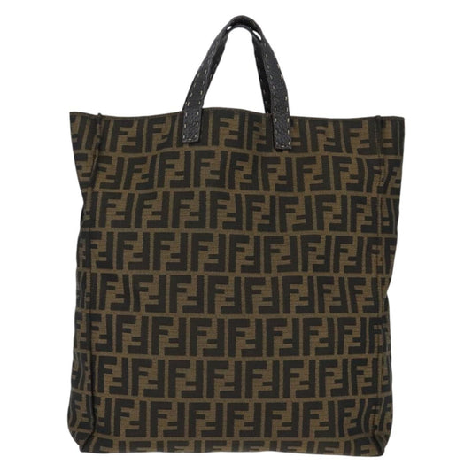 Fendi Open Shopping Tote Zucca Canvas, BROWN, CANVAS, Tote bag