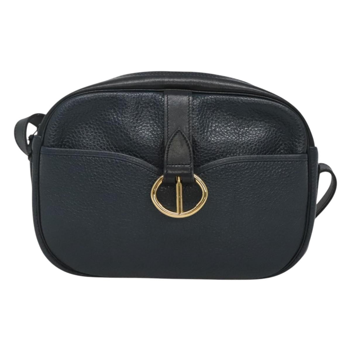 Christian Dior Vintage Flap Crossbody Bag Leather, NAVY, LEATHER, Shoulder bag