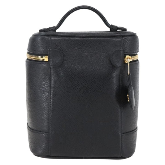 Chanel Vintage Timeless Cosmetic Case Caviar, BLACK, LEATHER, Clutche & pouche