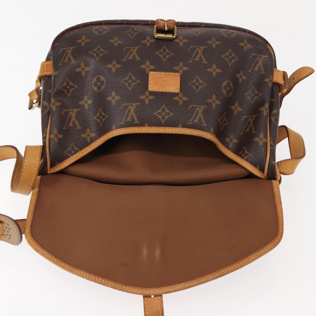 Louis Vuitton Saumur Handbag Monogram Canvas, BROWN, CANVAS, Shoulder bag