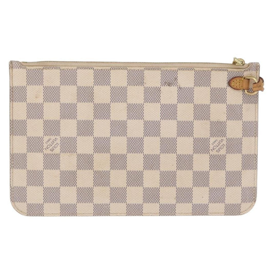 Louis Vuitton Neverfull Pochette Damier, WHITE, CANVAS, Clutche & pouche