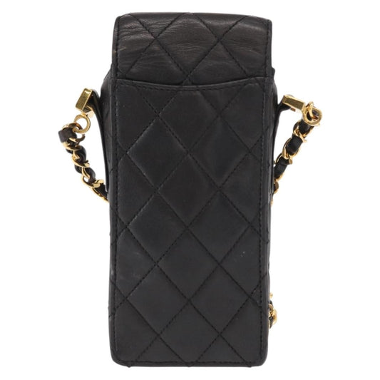 Chanel Chain Shoulder Bag Leather, BLACK, LEATHER, Shoulder bag