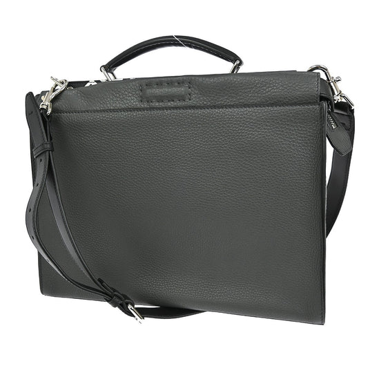 Fendi Selleria Peekaboo Fit Bag Leather, GRAY, LEATHER, Handbag