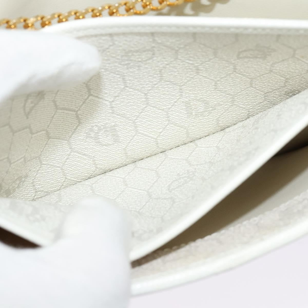 Christian Dior Vintage Honeycomb chain Canvas, WHITE, CANVAS, Handbag