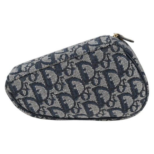 Christian Dior Saddle Zip Pouch Diorissimo Canvas, NAVY, CANVAS, Clutche & pouche
