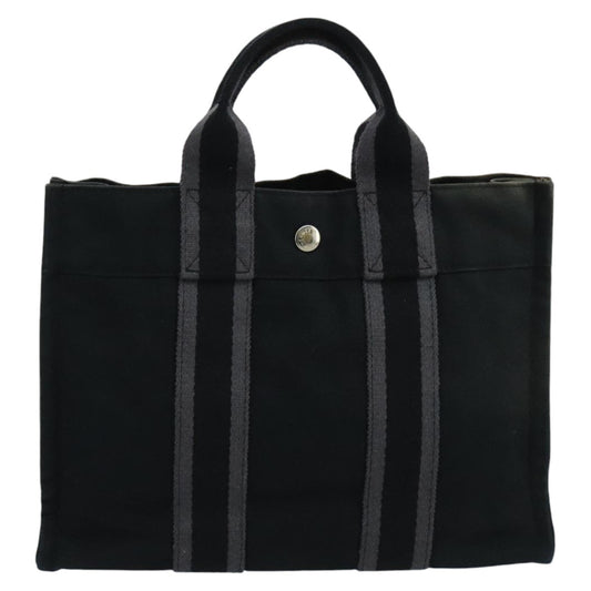 Hermes Fourre Tout Tote Canvas, BLACK, CANVAS, Tote bag