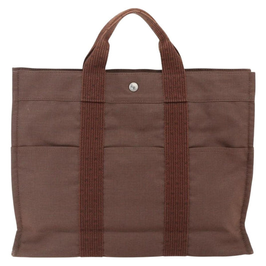 Hermes Fourre-tout Herline Canvas, BROWN, CANVAS, Tote bag