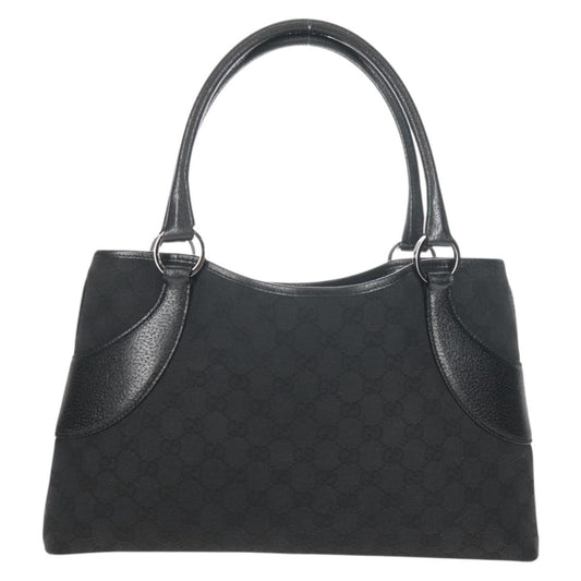 Gucci Vintage Ring Tote GG Canvas with Leather, BLACK, CANVAS, Handbag