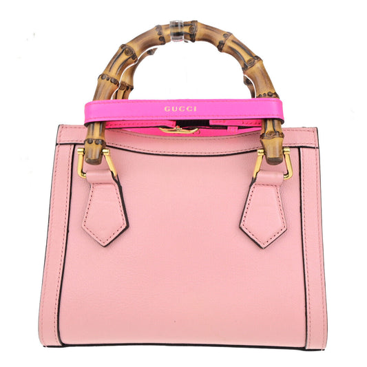 Gucci Diana NM Bamboo Handle Tote Leather, PINK, LEATHER, Tote bag