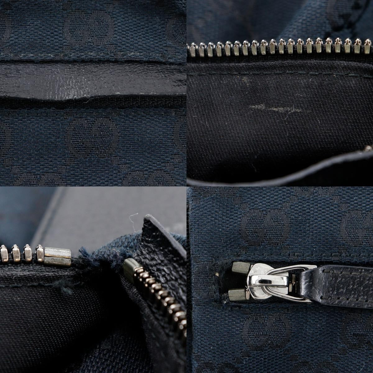 Gucci Vintage Double Belt Bag GG Canvas with Leather, BLACK, CANVAS, Shoulder bag