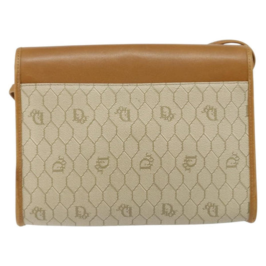 Christian Dior Vintage Honeycomb Flap Crossbody Bag Canvas and Leather, BEIGE, CANVAS, Shoulder bag