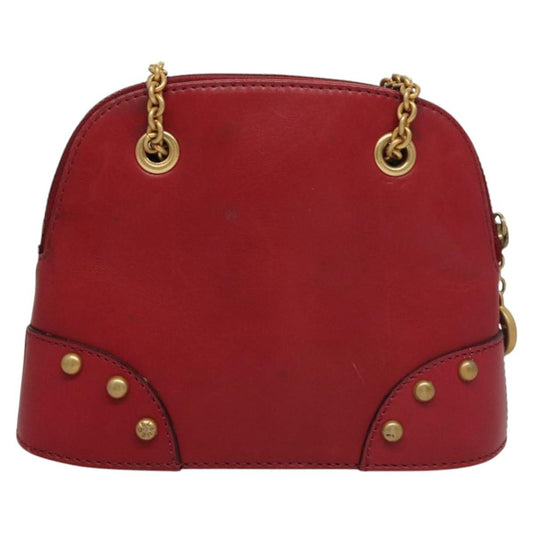 Celine Zip Around Chain Shoulder Bag Leather, RED, LEATHER, Shoulder bag