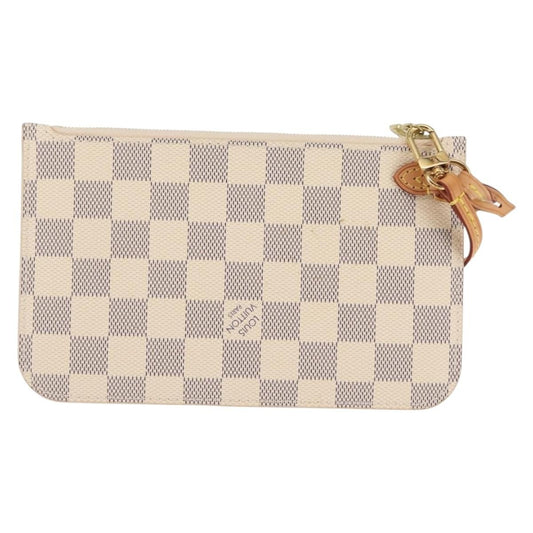 Louis Vuitton Neverfull Pochette Damier, WHITE, CANVAS, Clutche & pouche