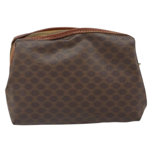 Celine Macadam Pochette Canvas and Leather, BROWN, CANVAS, Clutche & pouche