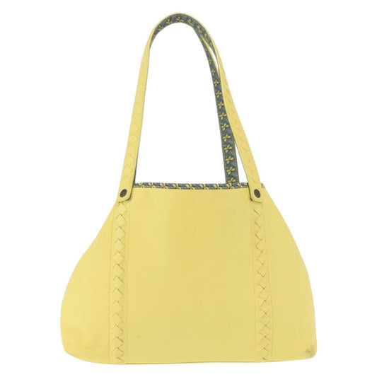 Bottega Veneta A-Shape Tote Leather with Intrecciato Detail, YELLOW, LEATHER, Shoulder bag