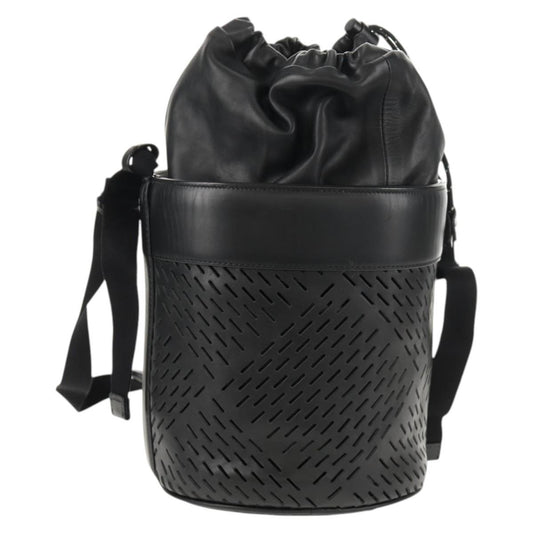 Bottega Veneta Paper Bucket Bag Perforated Leather, BLACK, LEATHER, Shoulder bag