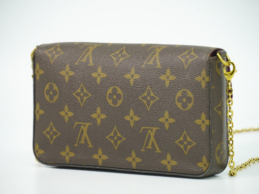 Louis Vuitton Felicie Pochette Monogram Canvas, BROWN, CANVAS, Clutche & pouche