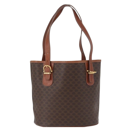 Celine Vintage Macadam Tote bag Canvas and Leather, BROWN, CANVAS, Tote bag