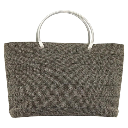Chanel Vintage Chocolate Bar Tote Quilted Canvas, GRAY, CANVAS, Tote bag
