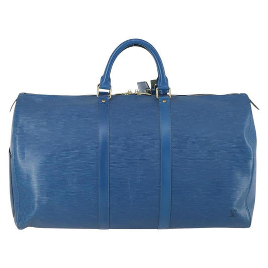 Louis Vuitton Keepall Bag Epi Leather, BLUE, LEATHER, Travel bag
