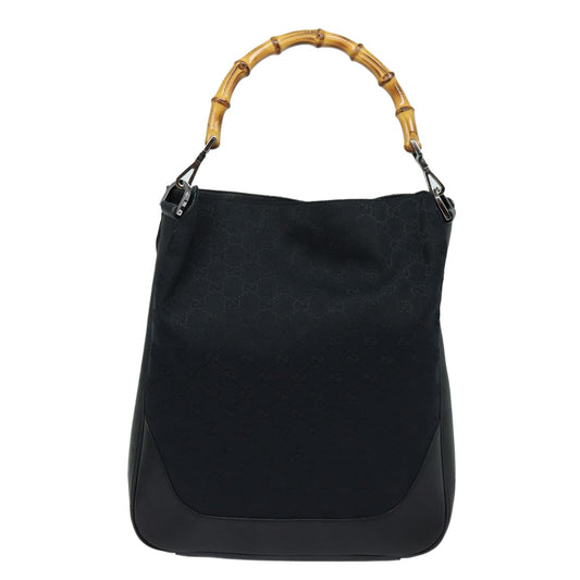 Gucci Bamboo Shoulder Bag GG Canvas, Black, Canvas, Shoulder Bag
