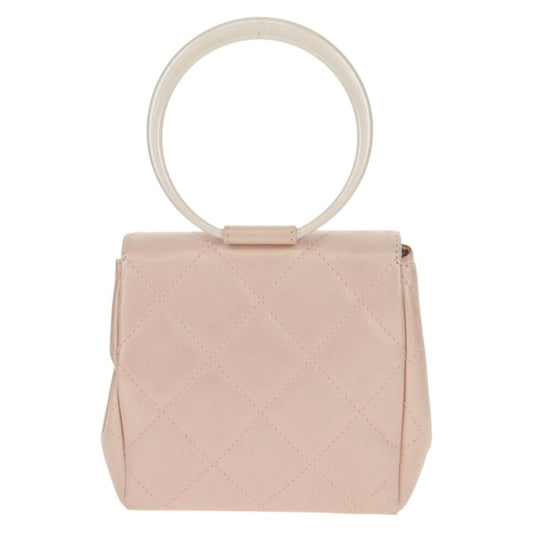 Chanel Vintage Top Handle Flap Bag Quilted Lambskin, PINK, LEATHER, Handbag