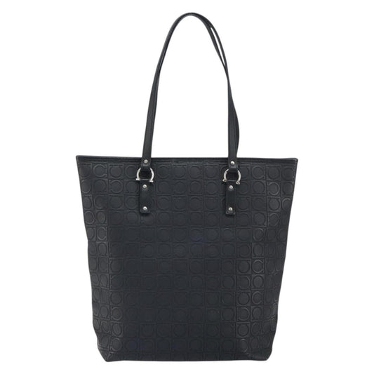 Salvatore Ferragamo Gancini Tote Leather, BLACK, LEATHER, Tote bag