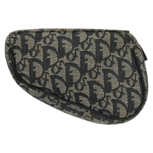Christian Dior Saddle Zip Pouch Diorissimo Canvas, NAVY, CANVAS, Clutche & pouche