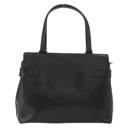Salvatore Ferragamo Double Gancini Side Buckle Tote Leather, BLACK, LEATHER, Tote bag