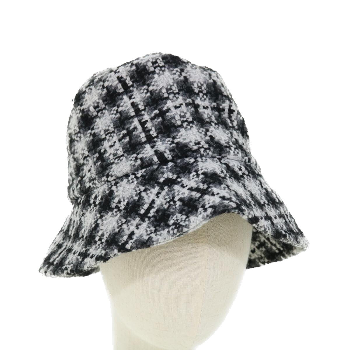 Chanel Beaded CC Bucket Hat Wool, WHITE, WOOL, Head accessory